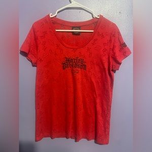 Women’s Harley-Davidson Red Crew Neck Top Size Medium